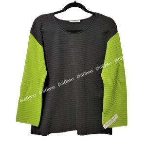Womens Cotton Top Green Blouse Long Sleeve Top - Size S- Size M - NEW with TAGS